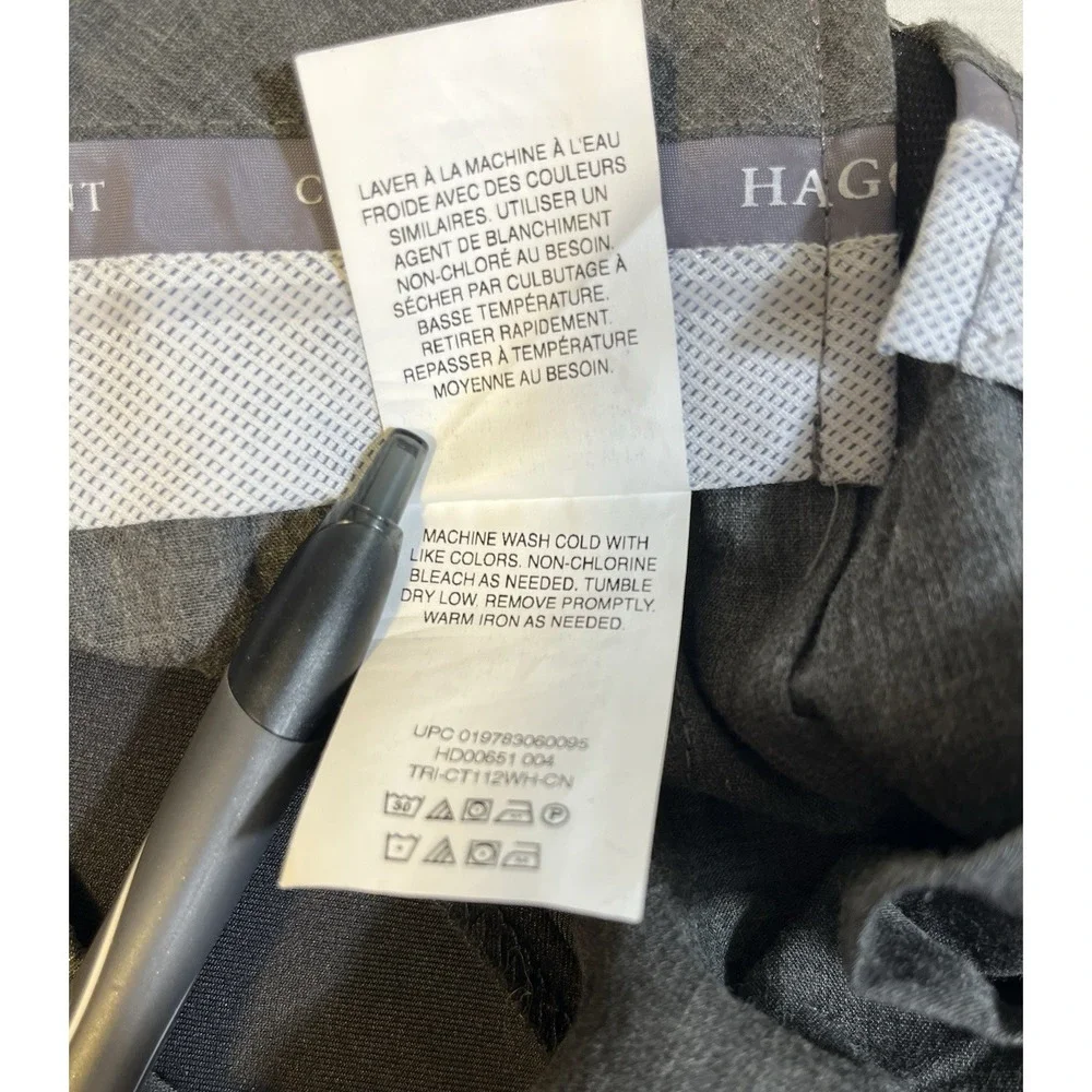 Haggar Premium Comfort Dress Pants Men's 42x30 Charcoal Classic Fit Pleated Cuff